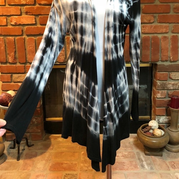 Tie Dye Navy Gray Draping Layering Thin Jacket - Picture 4 of 10